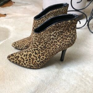 Faux suede leopard print ankle boots